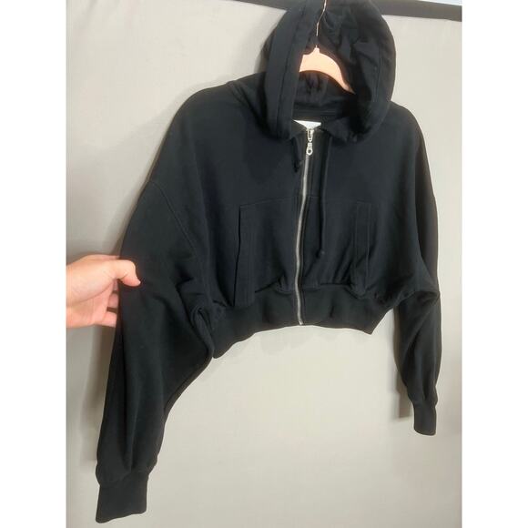Women Aeropostale Black Crop Top Hoodie Sz S Y2K 2000s Grunge Emo Dark Fairy - Picture 6 of 10